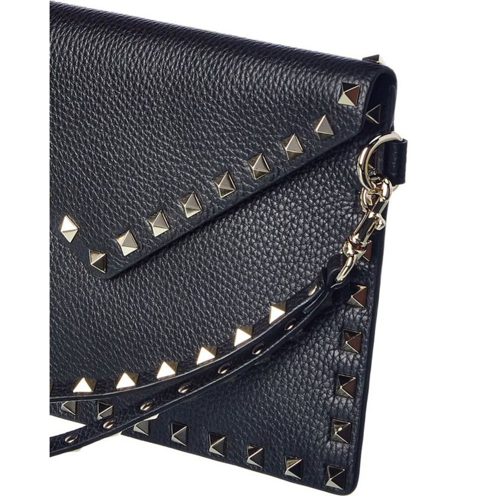 Valentino Rockstud Grainy Leather Pouch, Black - Picture 3 of 5